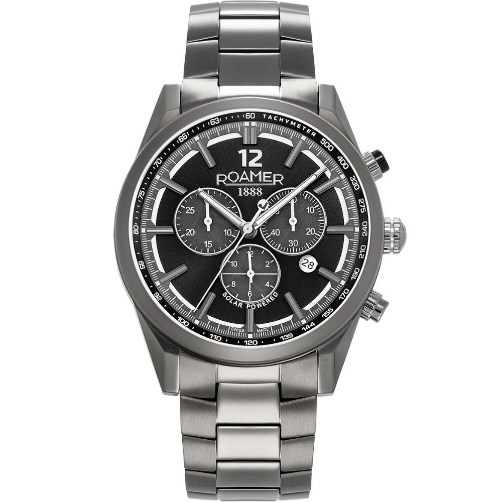 ROAMER Helios Power Chronograph Black Dial 43.5mm Black Titanium Bracelet 973981-44-85-20