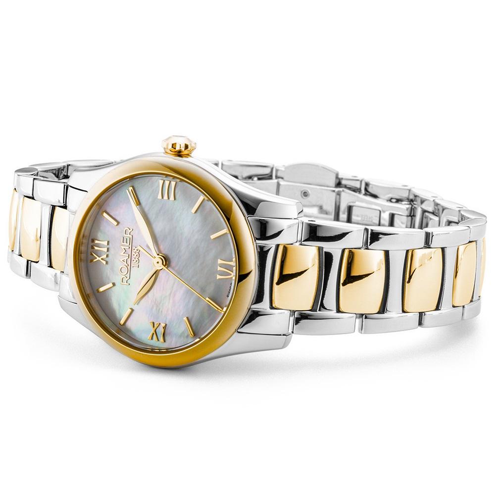 ROAMER Eleganza White Pearl Dial 30mm Two Tone Gold Stainless Steel Bracelet 974847-47-20-20