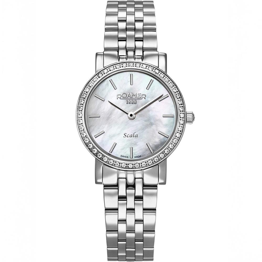 ROAMER Scala Crystals White Pearl Dial 28mm Silver Stainless Steel Bracelet 976830-41-20-50