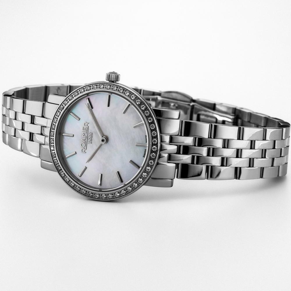 ROAMER Scala Crystals White Pearl Dial 28mm Silver Stainless Steel Bracelet 976830-41-20-50