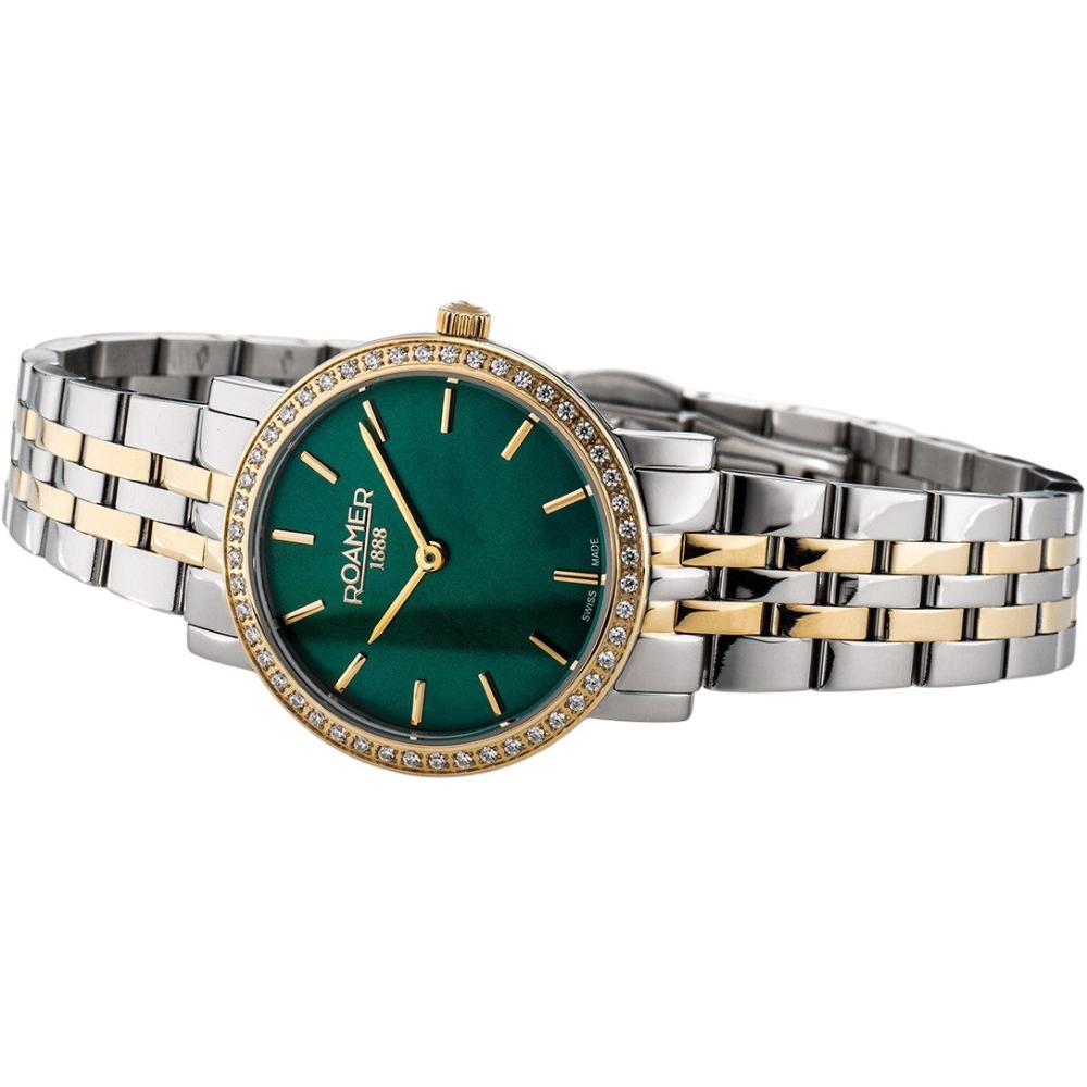 ROAMER Scala Crystals Green Pearl Dial 28mm Two Tone Gold Stainless Steel Bracelet 976830-47-70-50