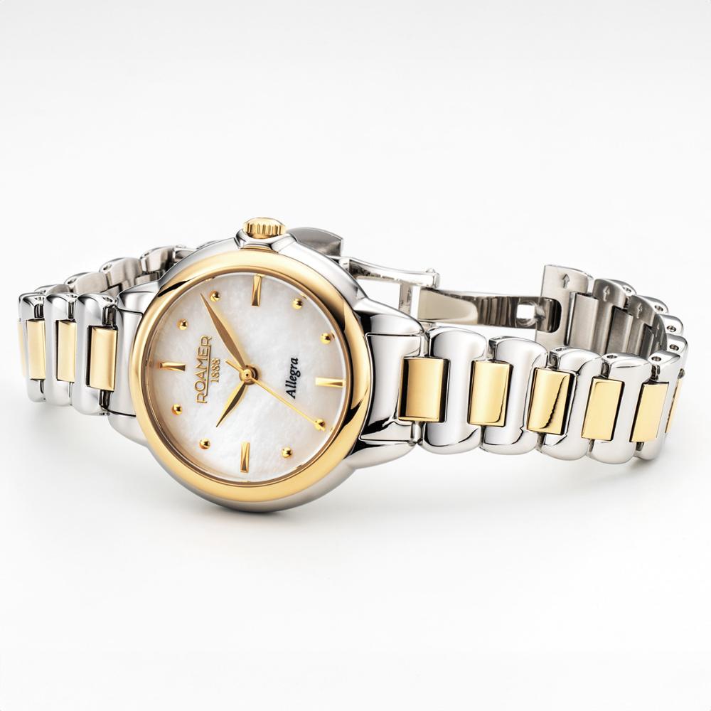 ROAMER Allegra White Pearl Dial 34mm Two Tone Gold Stainless Steel Bracelet 977847-47-20-20