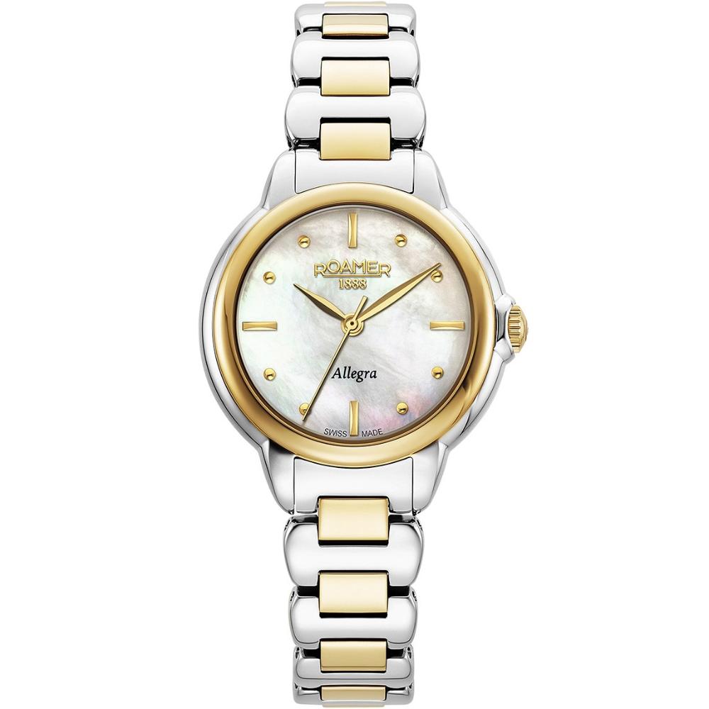 ROAMER Allegra White Pearl Dial 34mm Two Tone Gold Stainless Steel Bracelet 977847-47-20-20