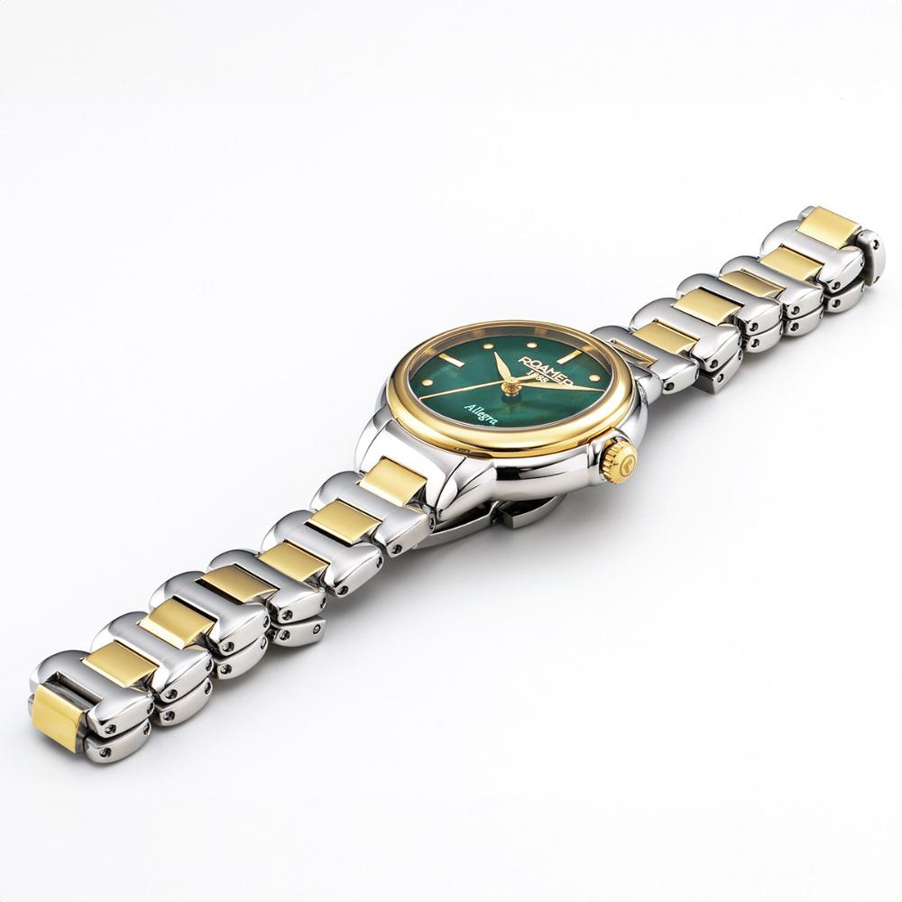 ROAMER Allegra Green Pearl Dial 32mm Two Tone Gold Stainless Steel Bracelet 977847-47-70-20