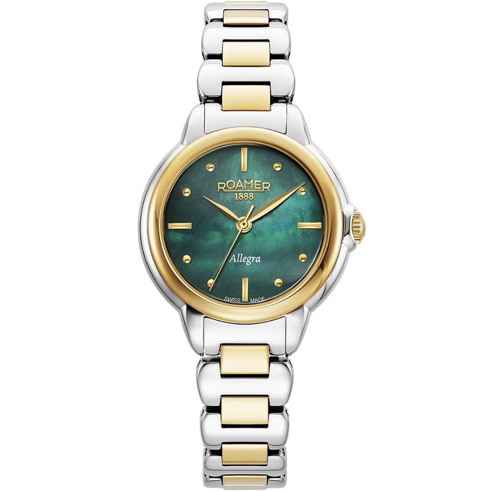 ROAMER Allegra Green Pearl Dial 32mm Two Tone Gold Stainless Steel Bracelet 977847-47-70-20