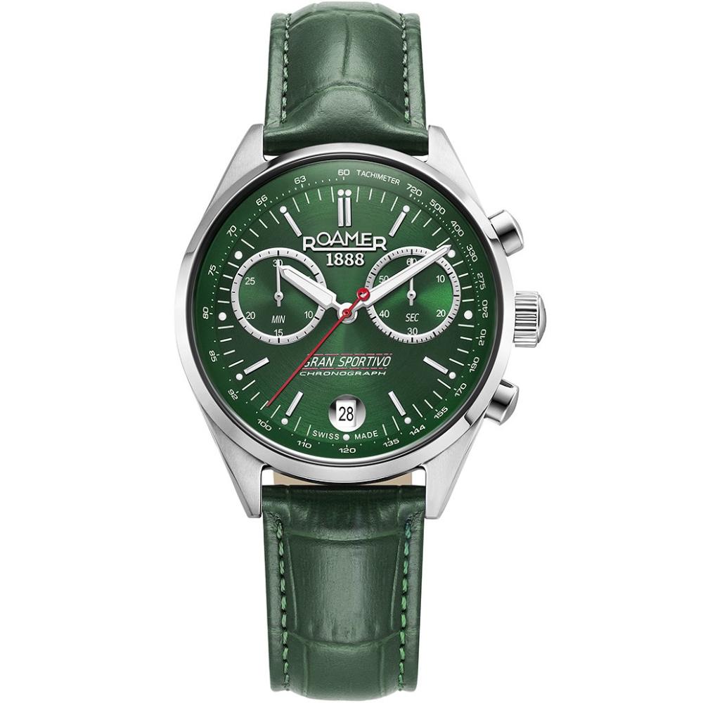 ROAMER Gran Sportivo Chronograph Box Set Green Dial 41mm Silver Stainless Steel Bracelet 978818-41-75-20