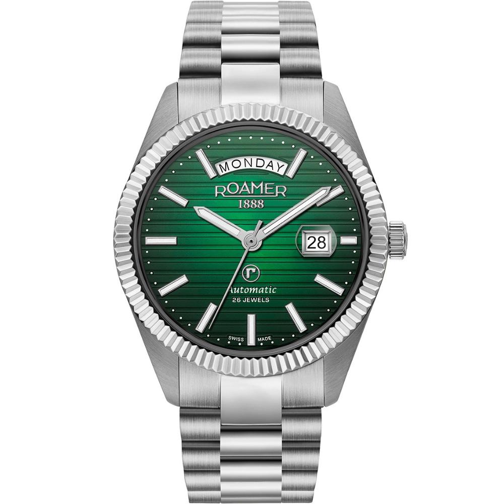 ROAMER Primeline Daydate II Green Dial Automatic 42mm Silver Stainless Steel Bracelet 981666-41-75-50