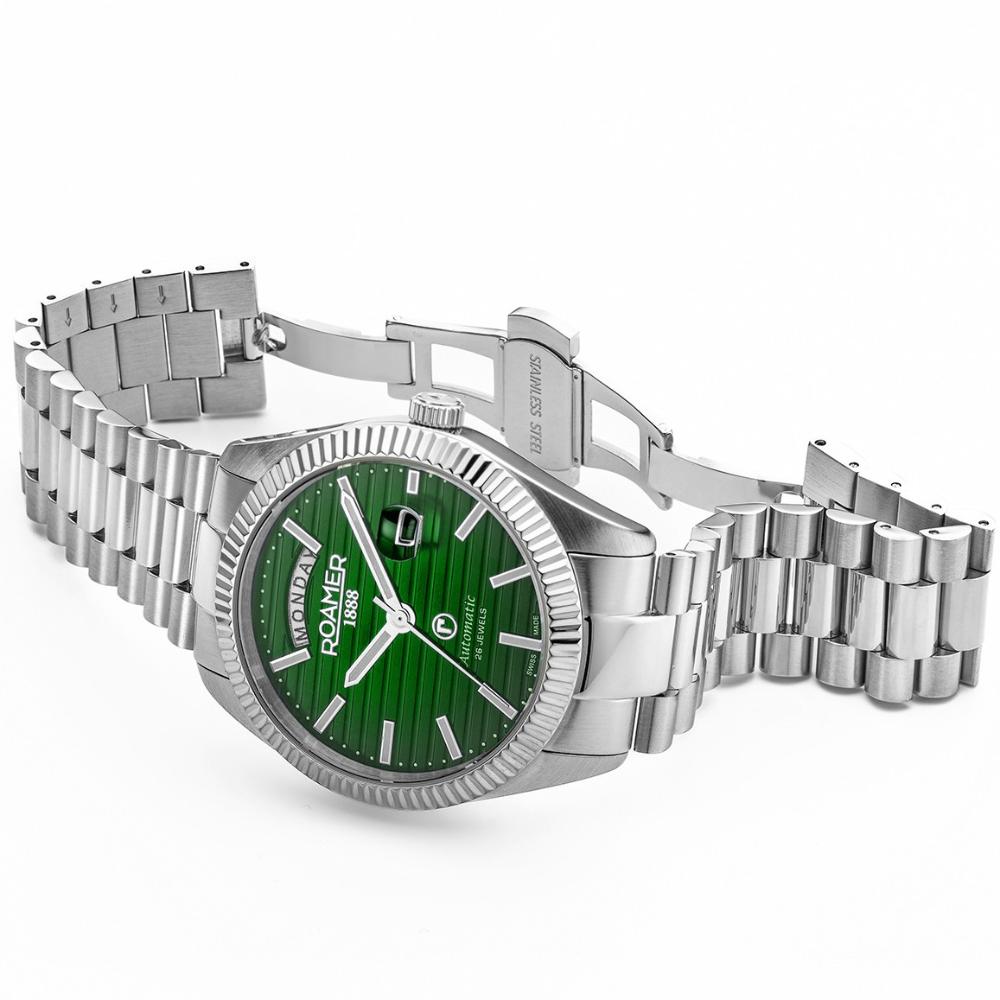 ROAMER Primeline Daydate II Green Dial Automatic 42mm Silver Stainless Steel Bracelet 981666-41-75-50