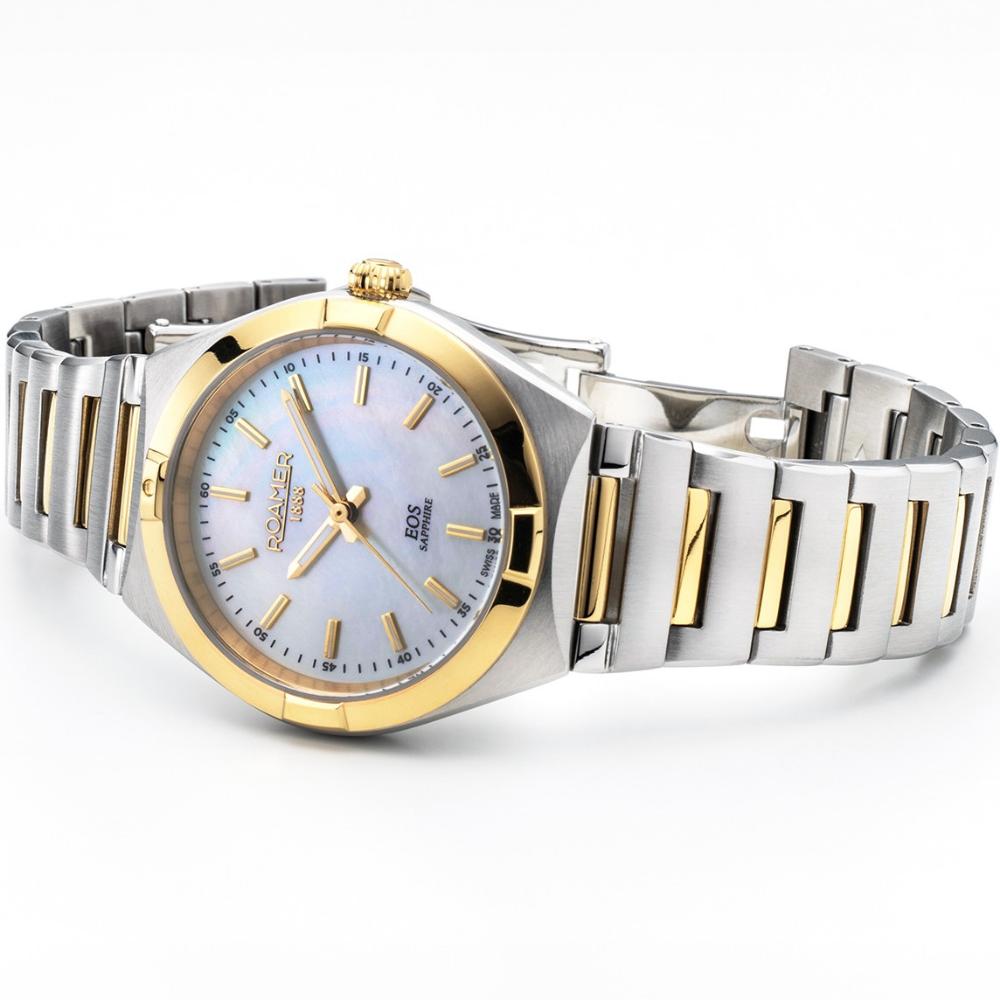 ROAMER Eos Classic White Pearl Dial 34mm Two Tone Gold Stainless Steel Bracelet 982847-47-20-20