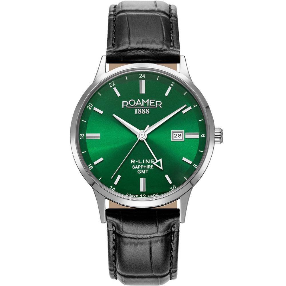 ROAMER R-Line GMT Box Set Green Dial 43mm Silver Stainless Steel Bracelet 990987-41-75-05