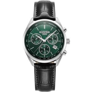 ROAMER Pro Chrono Green Dial 43.5mm Silver Stainless Steel Black Leather Strap 993819-41-75-02 - 54105