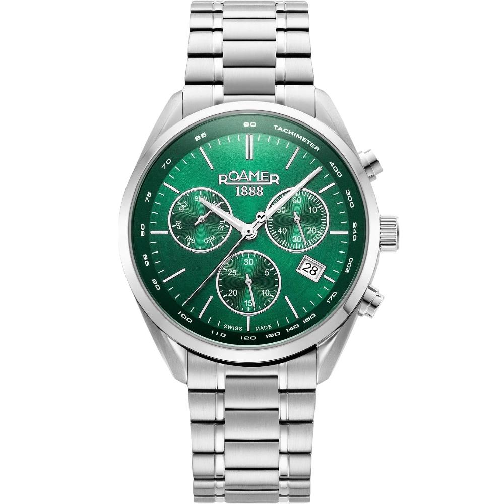 ROAMER Pro Chrono Green Dial 42mm Silver Stainless Steel Bracelet 993819-41-75-20