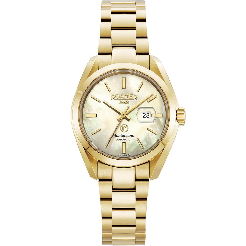 ROAMER Montalbano Ladies Automatic Yellow Pearl Dial 31mm Gold Stainless Steel Bracelet 996990-48-30-20