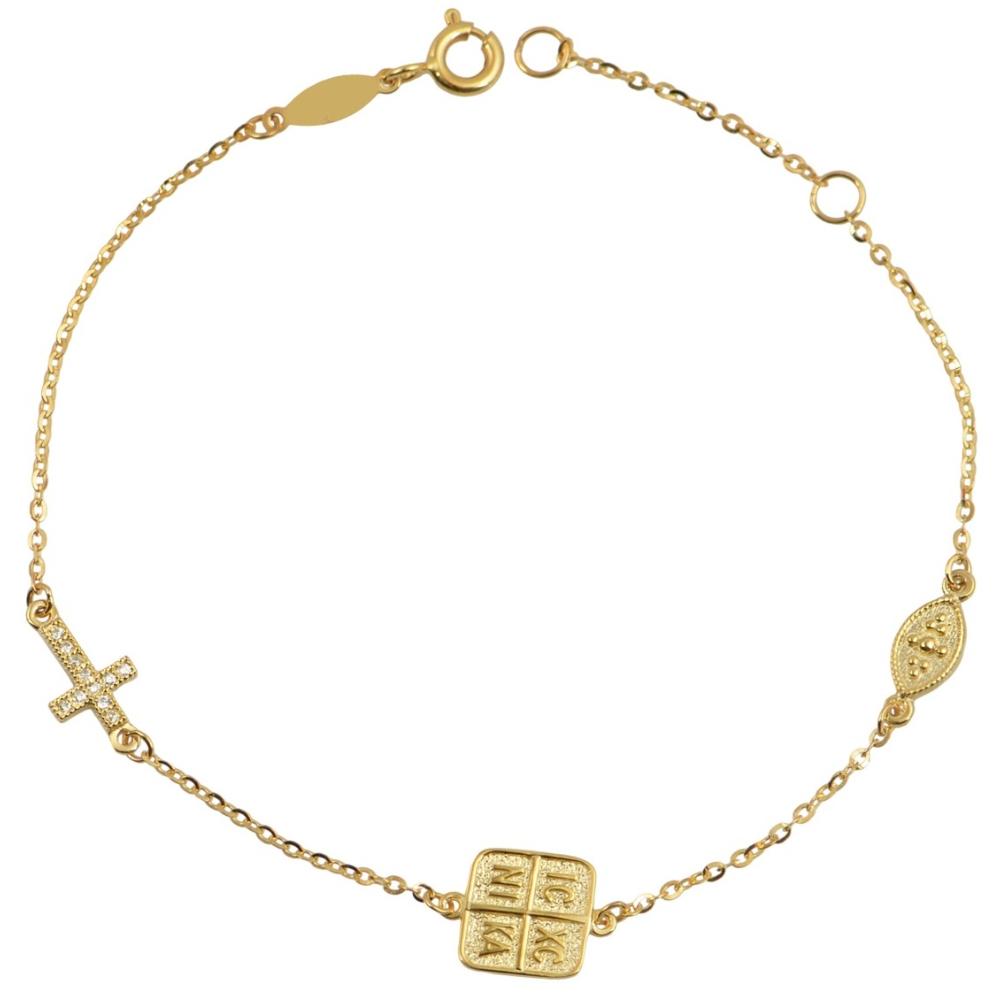 BRACELET Christian Charm Double Sided B-Jewels Gold Plated Silver 925° with Zircon Stones 9KNB044.B