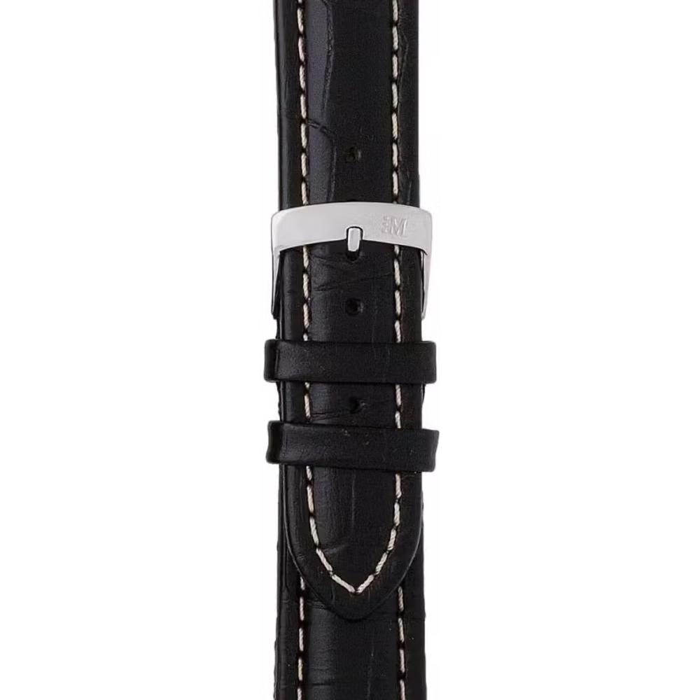 MORELLATO Plus Watch Strap 22-18mm Black Leather Silver Hardware A01U3252480019CR22