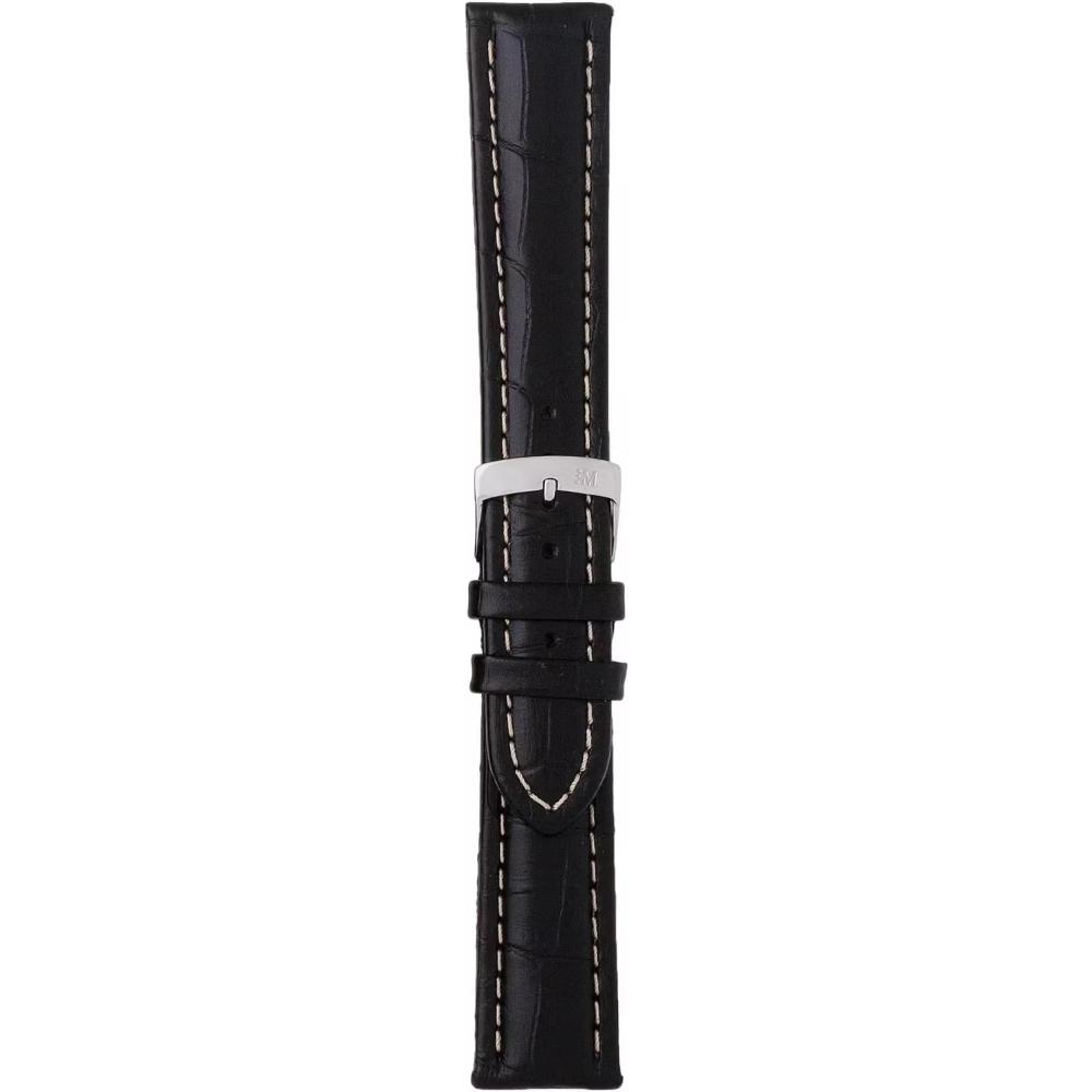 MORELLATO Plus Watch Strap 22-18mm Black Leather Silver Hardware A01U3252480019CR22