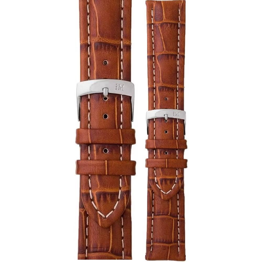 MORELLATO Plus Watch Strap 18-16mm Brown Leather Silver Hardware A01U3252480041CR18