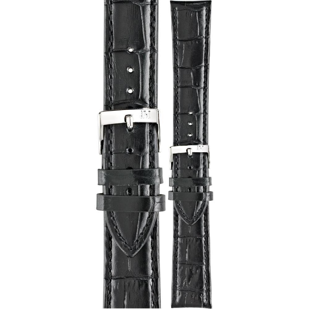 MORELLATO Bolle Watch Strap 20-18mm Black Leather Silver Hardware A01X2269480019CR20