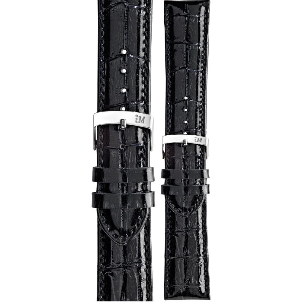 MORELLATO Samba Watch Strap 18-16mm Black Leather Silver Hardware A01X2704656019CR18