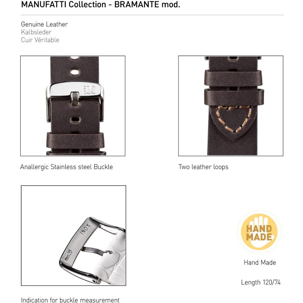 MORELLATO Bramante Hand Made Watch Strap 20-18mm Brown Leather A01X4683B90030CR20