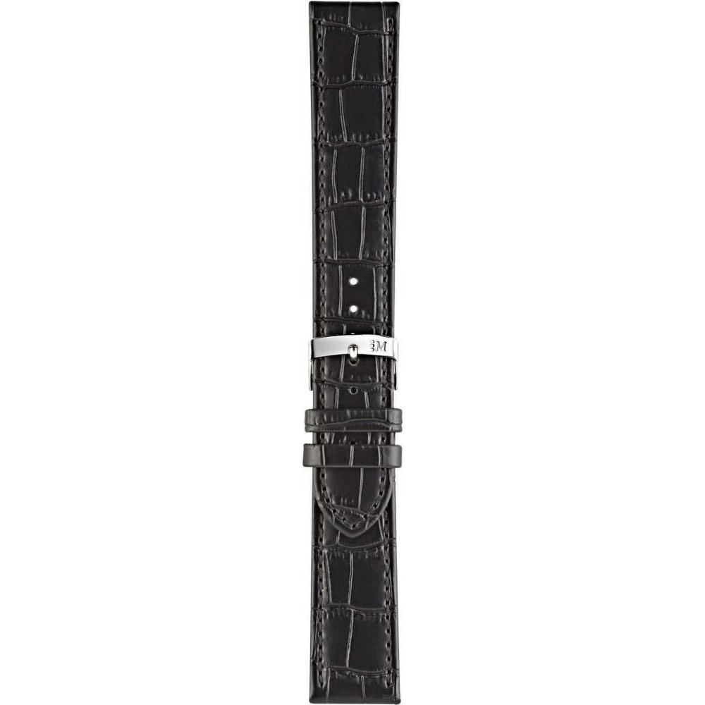 MORELLATO Juke Watch Strap 18-16mm Black Leather Silver Hardware A01X4934A95019CR18