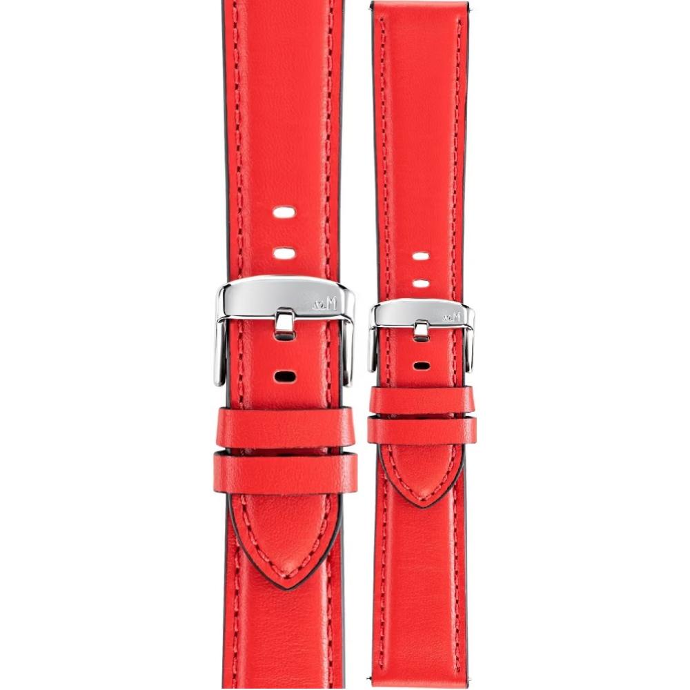 MORELLATO Croquet Easy Click Water Resistant Watch Strap 20-18mm Red Nappa Leather Silver Hardware A01X5123C03082CR20