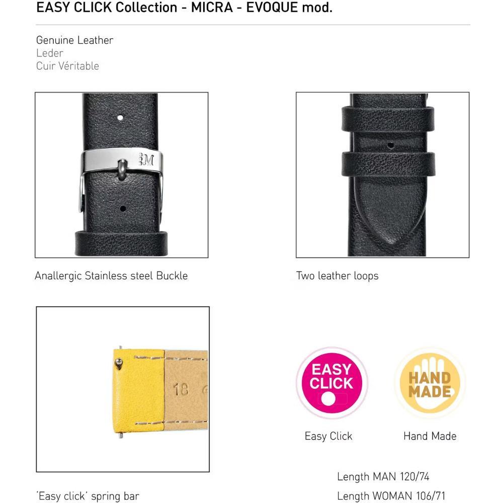 MORELLATO Micra-Evoque Watch Strap 16-14mm Black Leather Silver Hardware A01X5200875019CR16