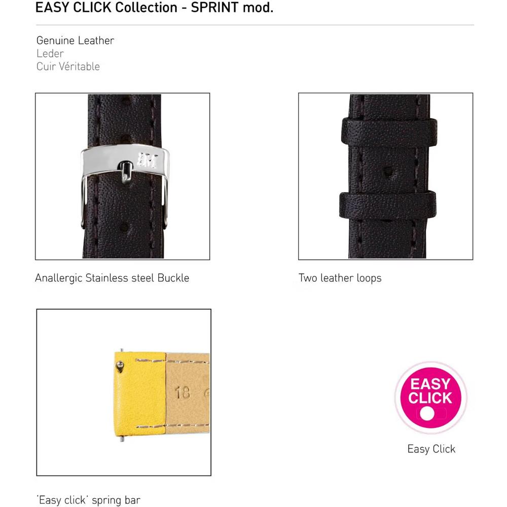 MORELLATO Sprint Watch Strap 16-14mm Black Leather Silver Hardware A01X5202875019CR16