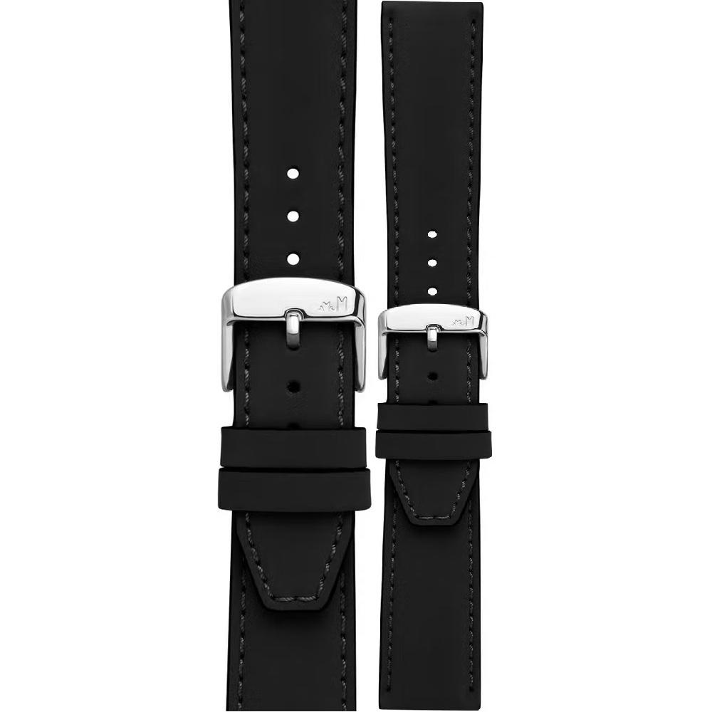 MORELLATO Square Watch Strap 20-18mm Black Leather Silver Hardware A01X5672D73019CR20