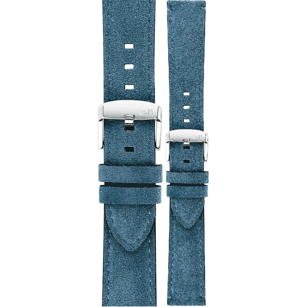 MORELLATO Schumann Hand Made Watch Strap 24-22mm Blue Extra Soft Suede Calf Leather A01X5805D92064CR24 - 1
