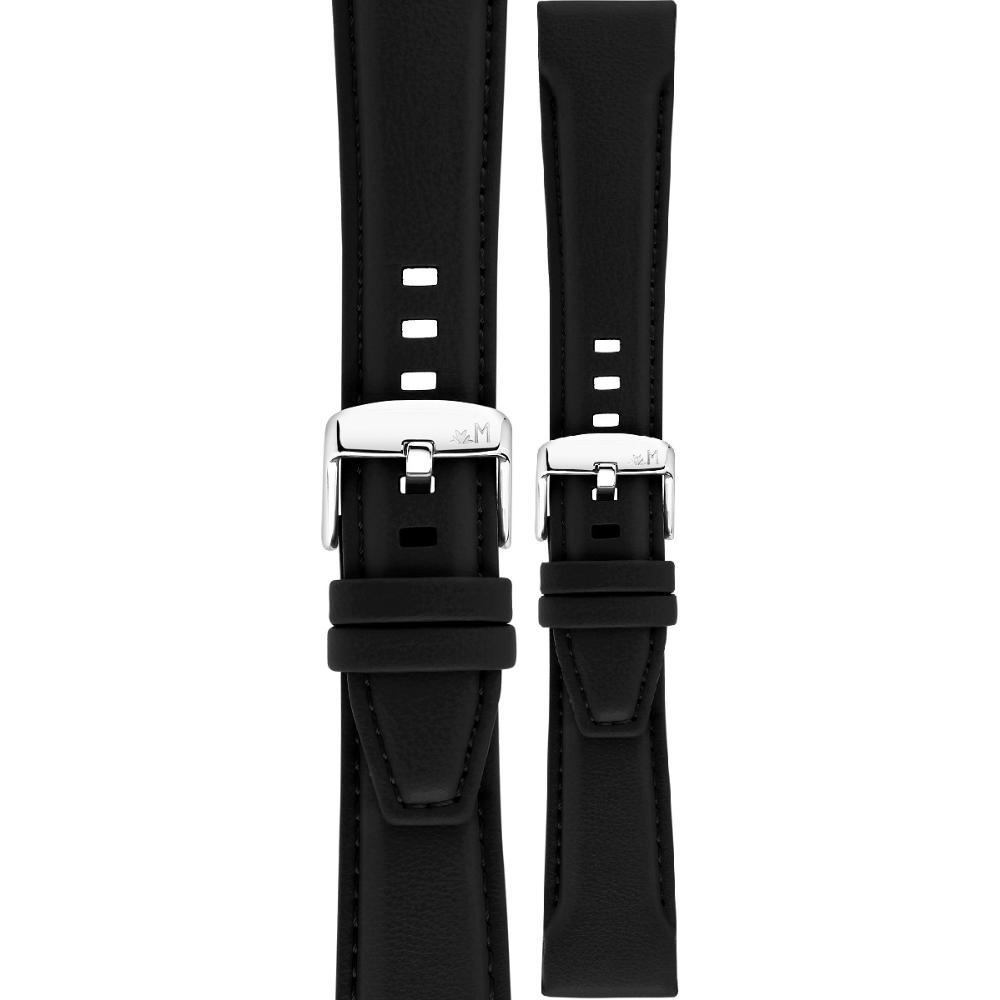 MORELLATO San Remo Sport Water Resistant Watch Strap 24-20mm Black Technical Leather Strap Silver Hardware A01X5967432019CR24