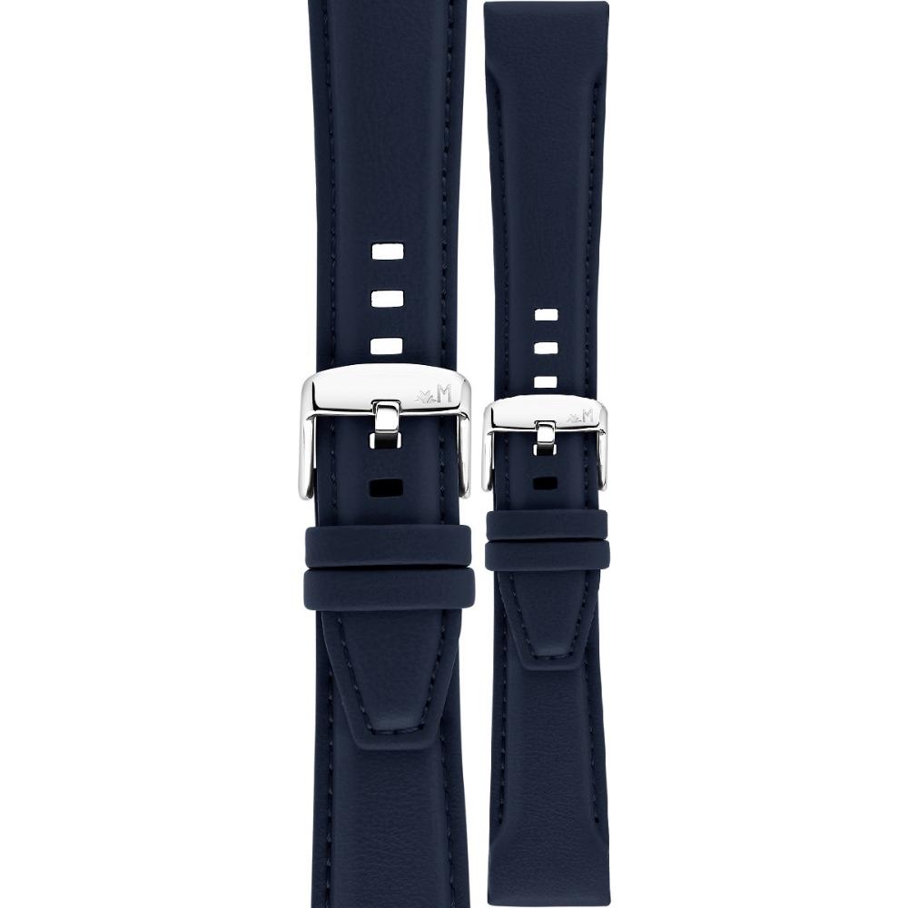 MORELLATO San Remo Sport Water Resistant Watch Strap 24-20mm Blue Technical Leather Strap Silver Hardware A01X5967432062CR24