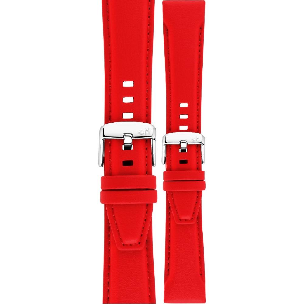 MORELLATO San Remo Sport Water Resistant Watch Strap 22-18mm Red Technical Leather Strap Silver Hardware A01X5967432083CR22