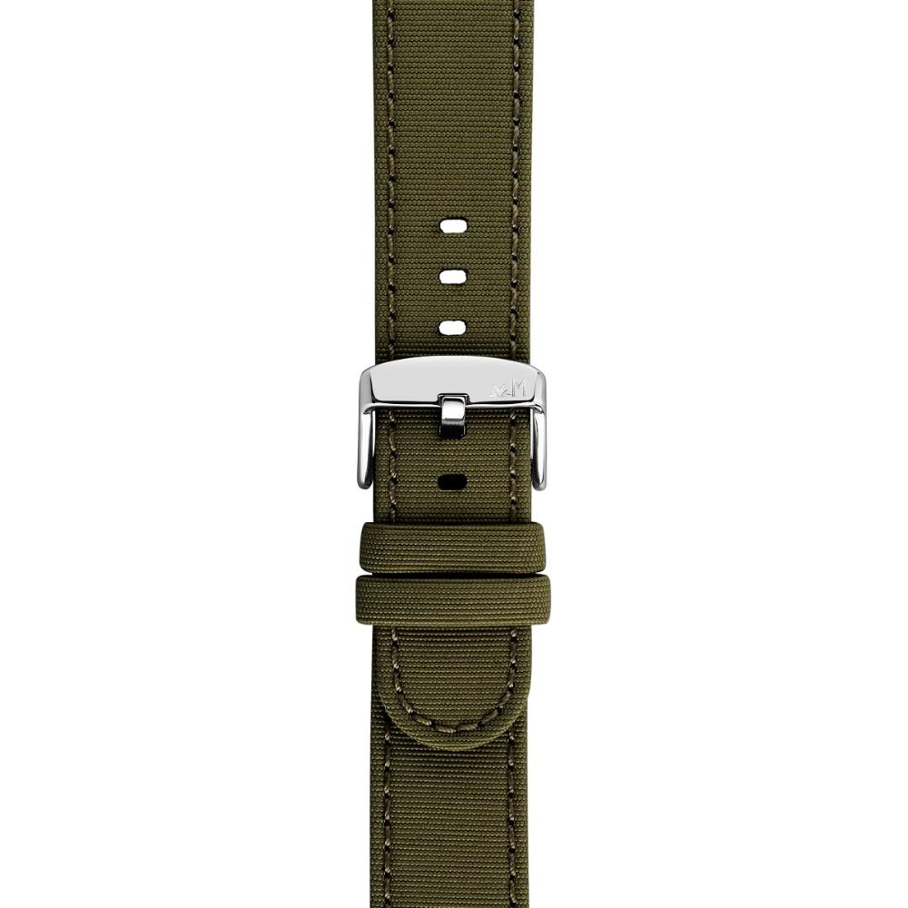 MORELLATO Viareggio Sport Water Resistant Watch Strap 20-20mm Olive Green Recycled Strap Silver Hardware A01X5969E13073CR20