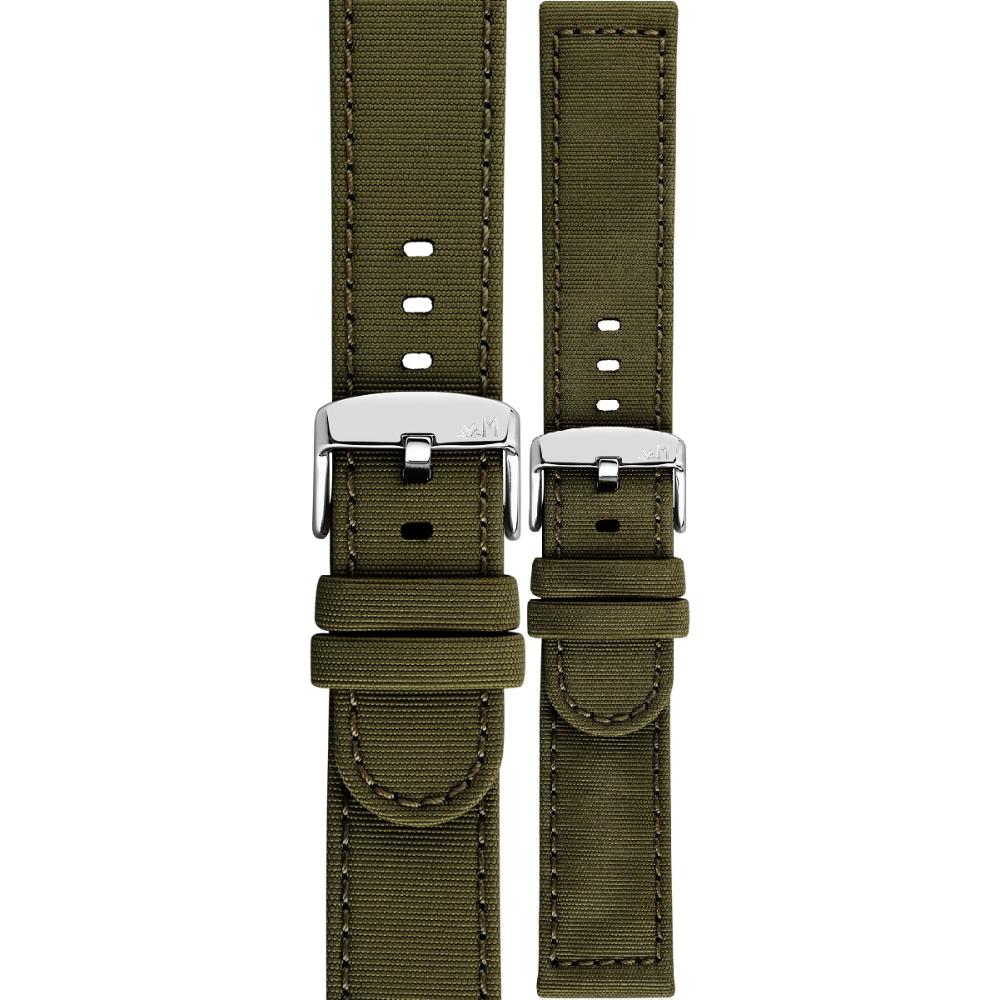 MORELLATO Viareggio Sport Water Resistant Watch Strap 20-20mm Olive Green Recycled Strap Silver Hardware A01X5969E13073CR20