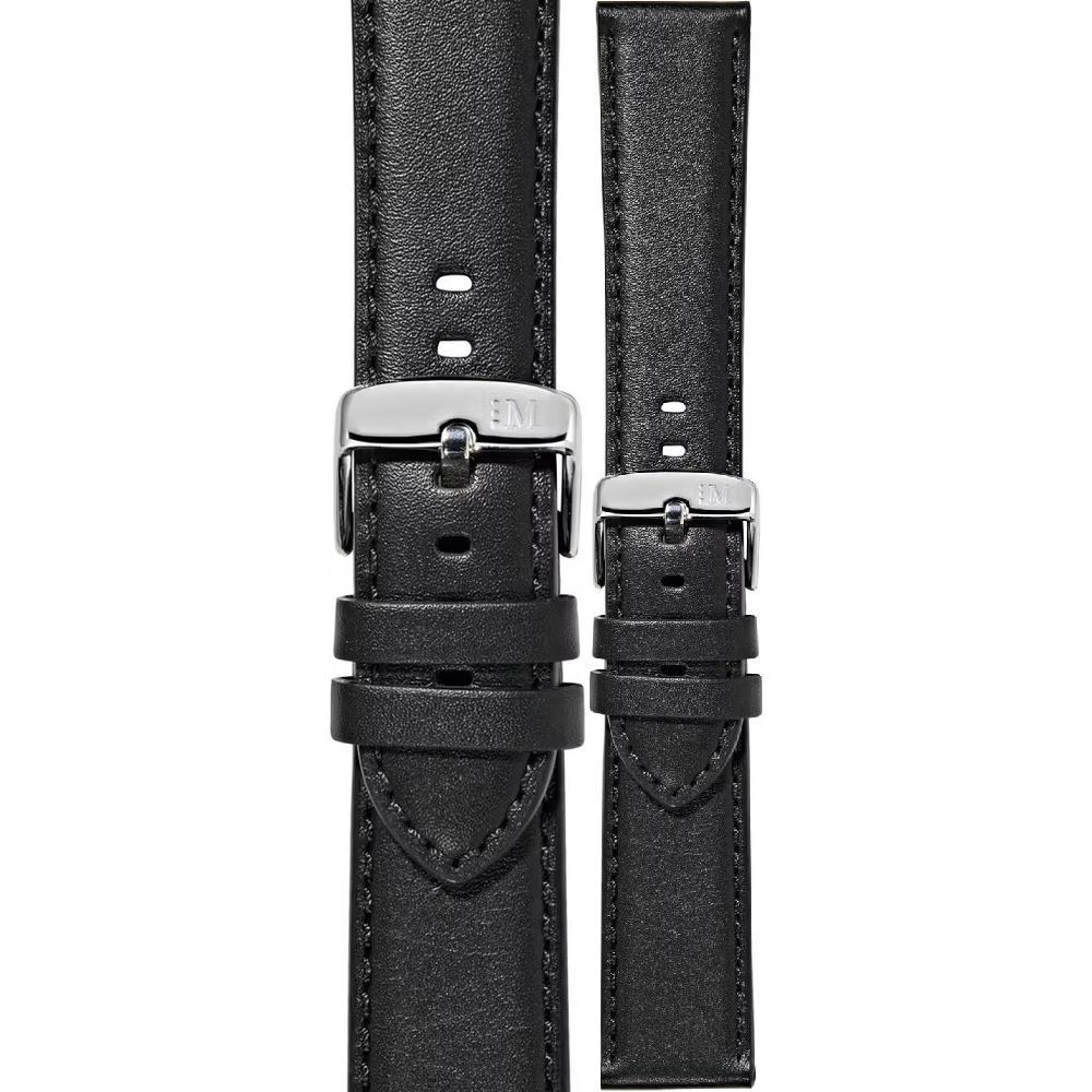 MORELLATO Croquet Water Resistant Watch Strap 24-20mm Black Nappa Leather Silver Hardware A01X5976C03019CR24