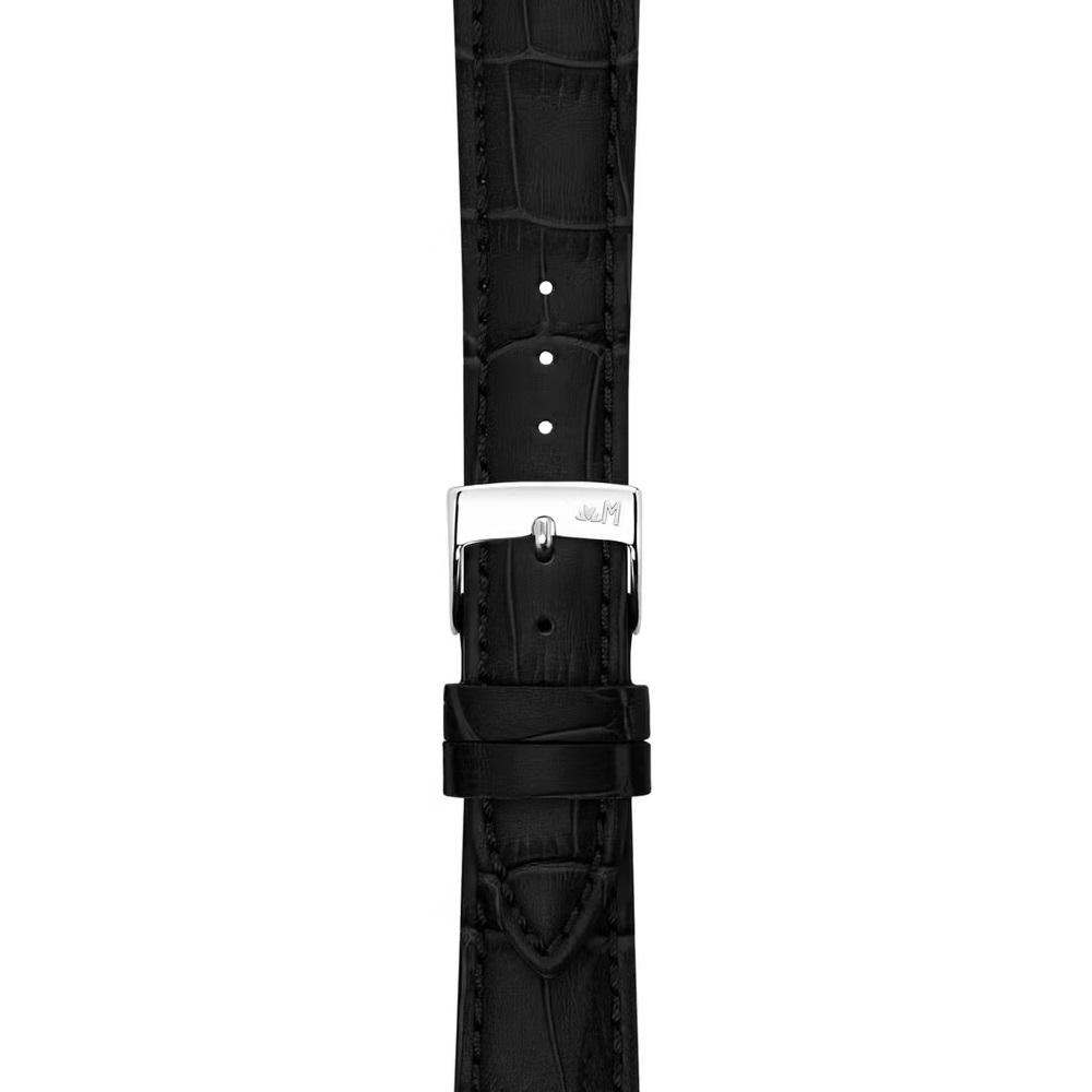 MORELLATO Bolle Watch Strap 21-18mm Black Calf Alligator Grain Leather Silver Buckle A01X6080480019CR21