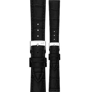 MORELLATO Bolle Watch Strap 19-16mm Black Calf Alligator Grain Leather Silver Buckle A01X6079480019CR19 - 59421