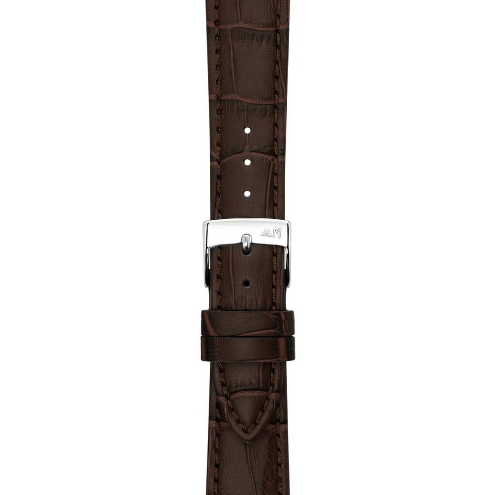 MORELLATO Bolle Watch Strap 21-18mm Brown Calf Alligator Grain Leather Silver Buckle A01X6080480032CR21