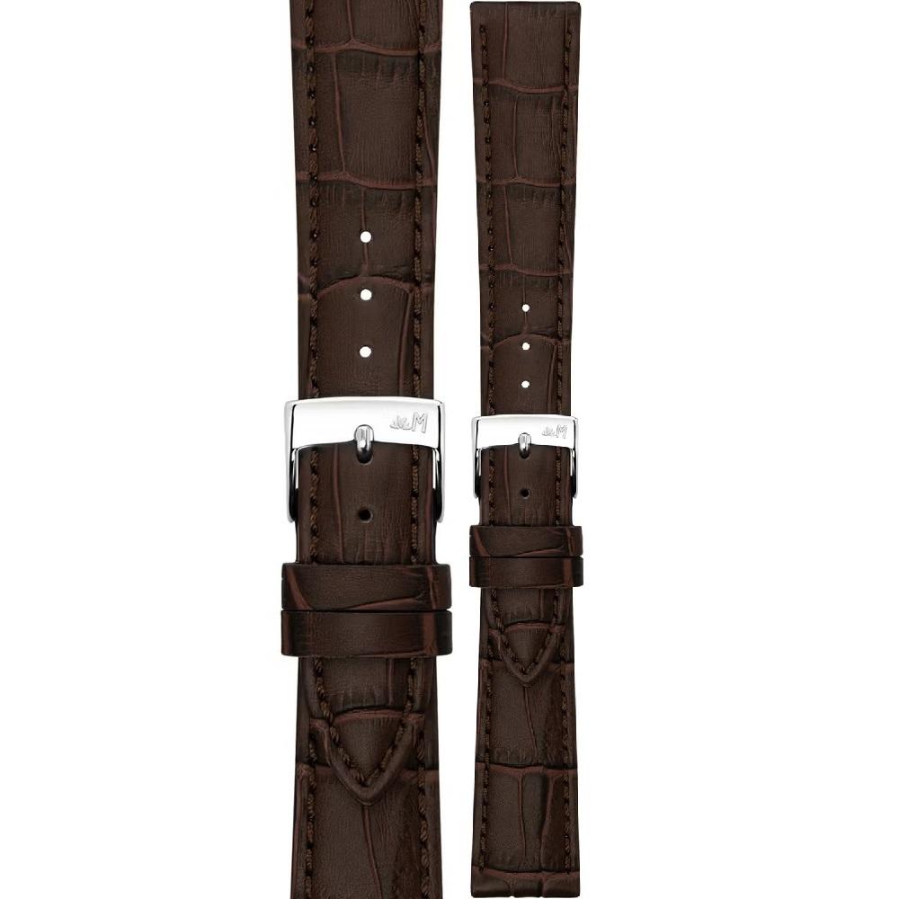 MORELLATO Bolle Watch Strap 21-18mm Brown Calf Alligator Grain Leather Silver Buckle A01X6080480032CR21
