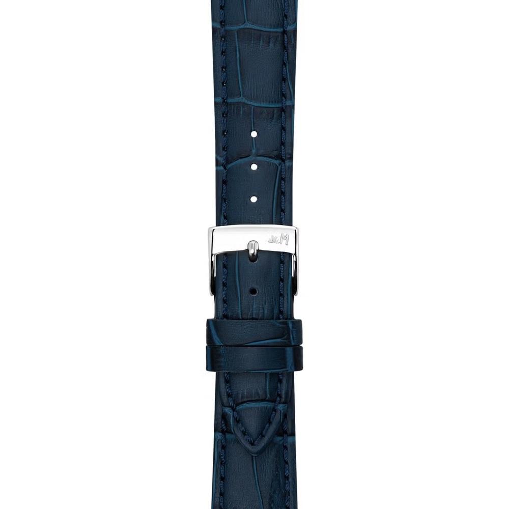 MORELLATO Bolle Watch Strap 19-16mm Blue Calf Alligator Grain Leather Silver Buckle A01X6079480061CR19