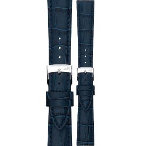 MORELLATO Bolle Watch Strap 19-16mm Blue Calf Alligator Grain Leather Silver Buckle A01X6079480061CR19 - 59454
