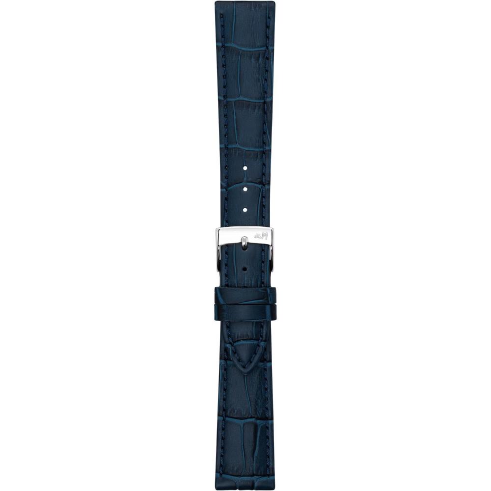 MORELLATO Bolle Watch Strap 19-16mm Blue Calf Alligator Grain Leather Silver Buckle A01X6079480061CR19