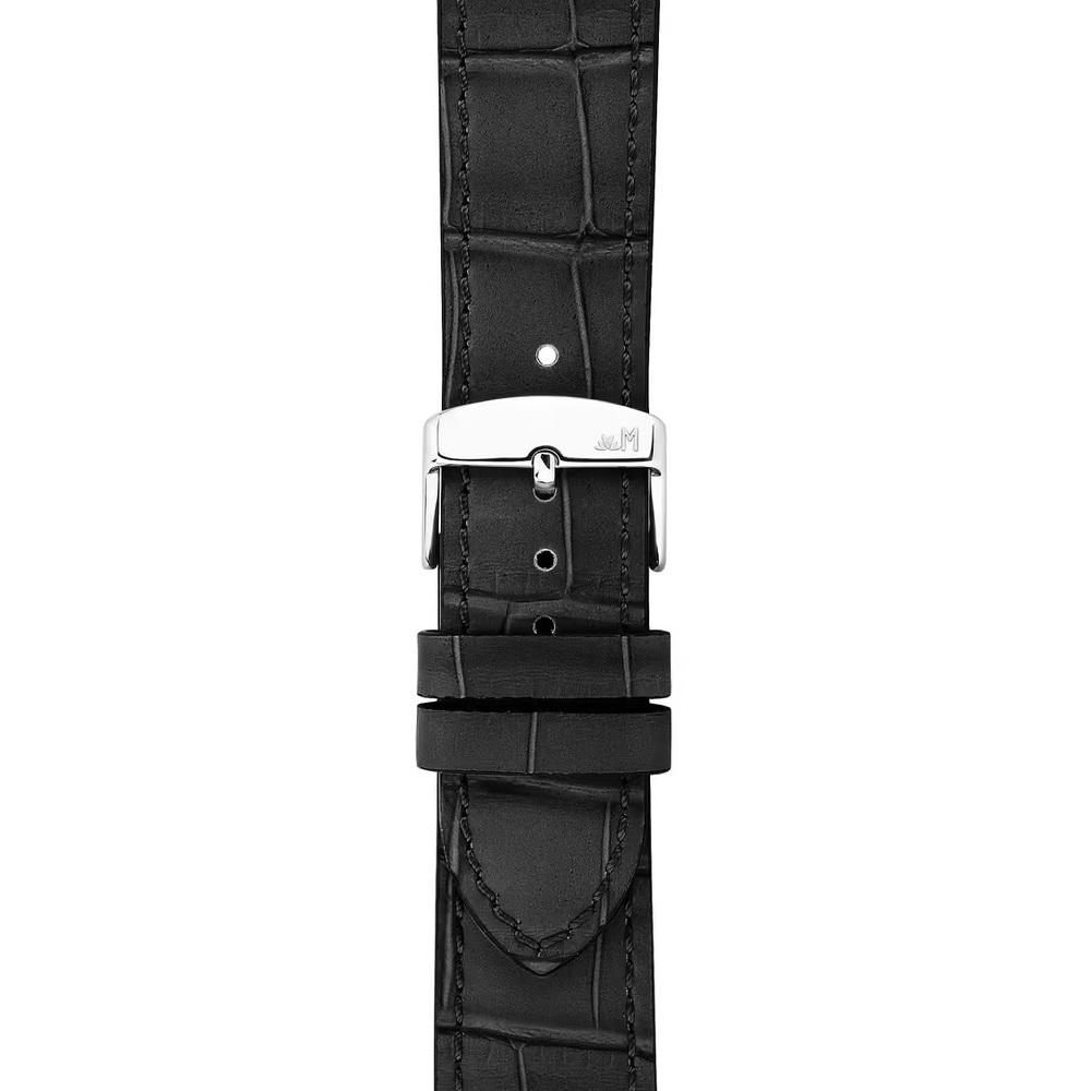 MORELLATO Ustica Water Resistant Watch Strap 20-18mm Black Calf Leather with Alligator Grain Silver Buckle A01X6081E32019CR20