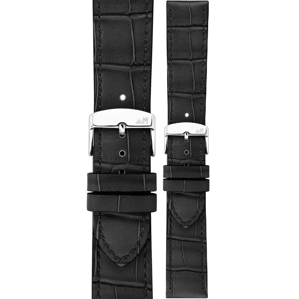 MORELLATO Ustica Water Resistant Watch Strap 20-18mm Black Calf Leather with Alligator Grain Silver Buckle A01X6081E32019CR20