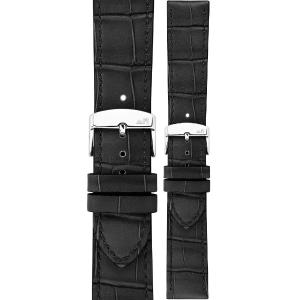 MORELLATO Ustica Water Resistant Watch Strap 20-18mm Black Calf Leather with Alligator Grain Silver Buckle A01X6081E32019CR20 - 59633