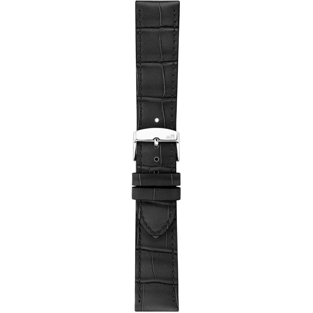 MORELLATO Ustica Water Resistant Watch Strap 20-18mm Black Calf Leather with Alligator Grain Silver Buckle A01X6081E32019CR20