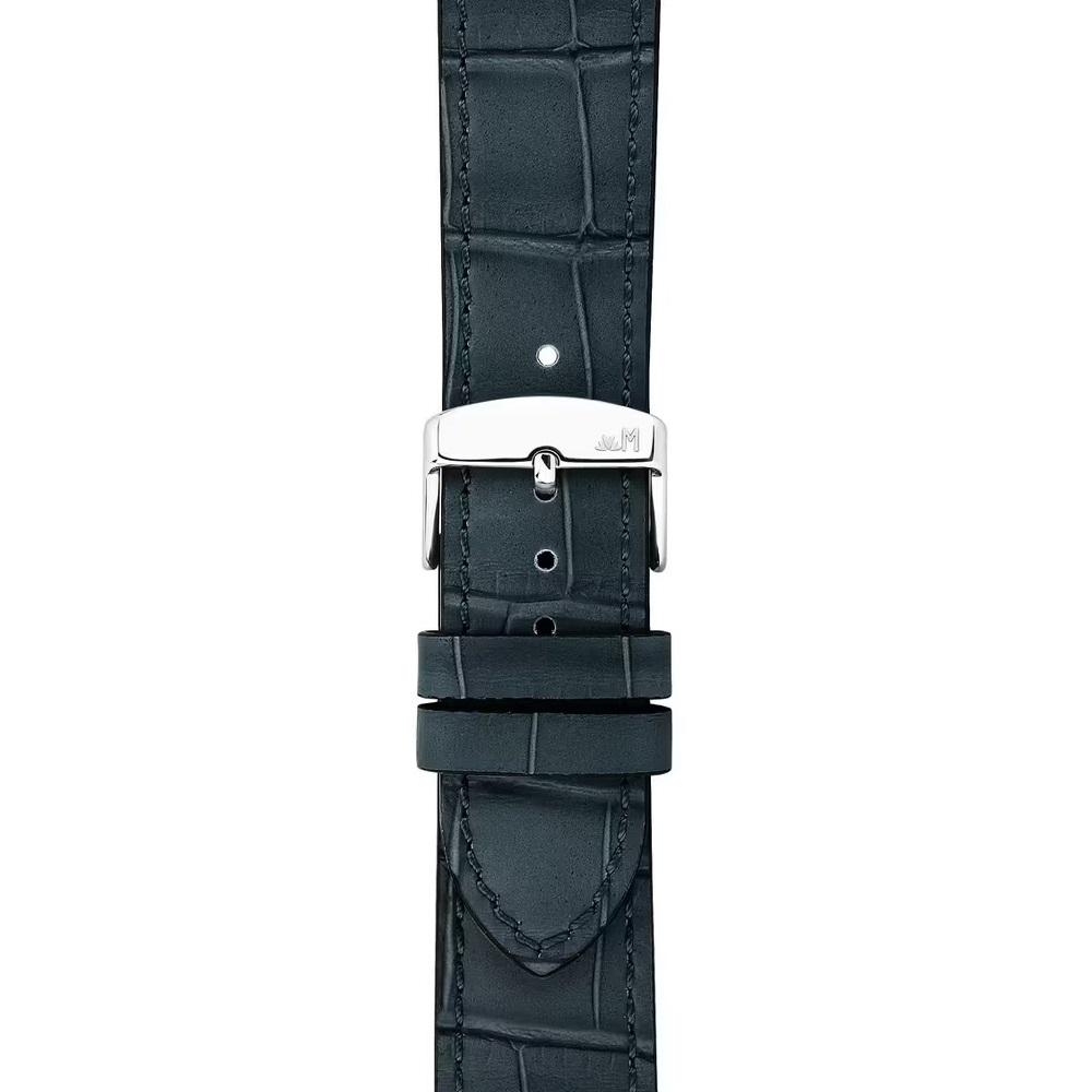MORELLATO Ustica Water Resistant Watch Strap 24-20mm Blue Calf Leather with Alligator Grain Silver Buckle A01X6081E32062CR24