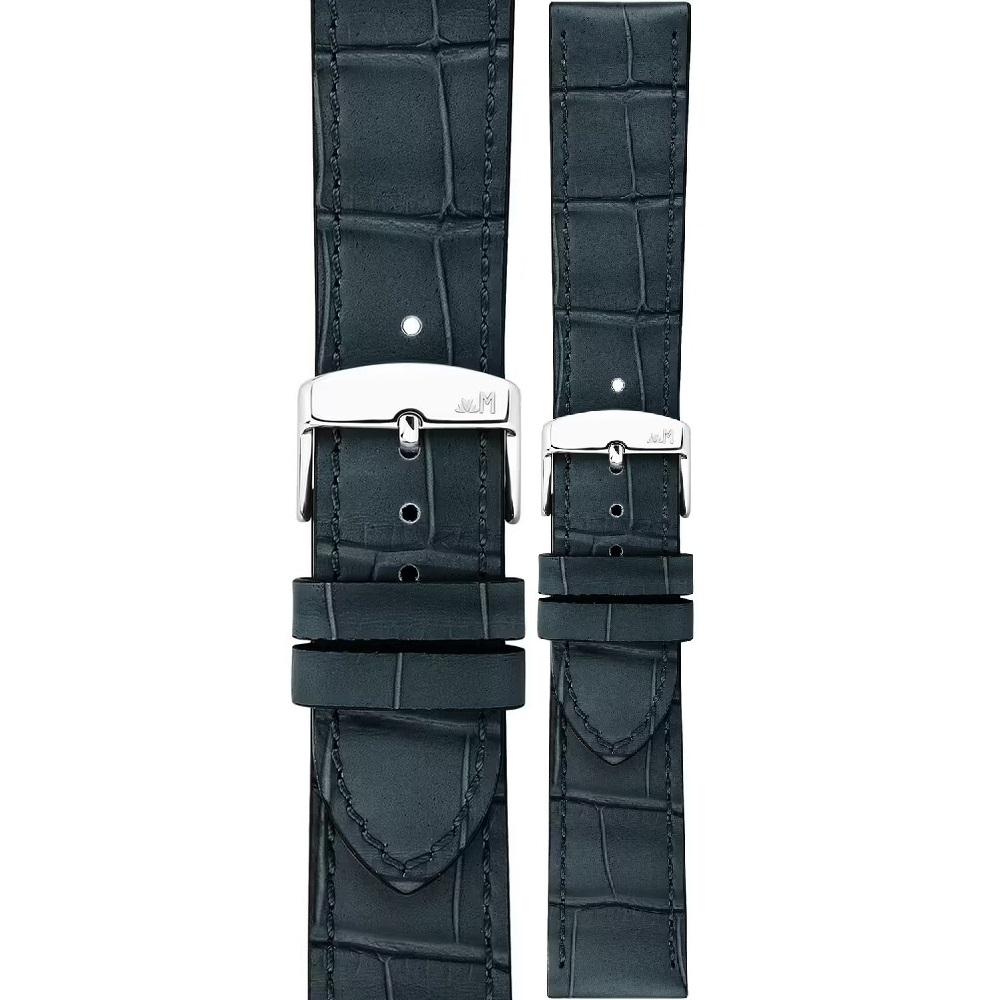 MORELLATO Ustica Water Resistant Watch Strap 24-20mm Blue Calf Leather with Alligator Grain Silver Buckle A01X6081E32062CR24