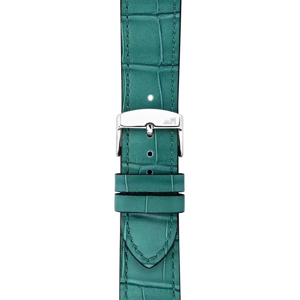 MORELLATO Ustica Water Resistant Watch Strap 22-20mm Turquoise Calf Leather with Alligator Grain Silver Buckle A01X6081E32076CR22